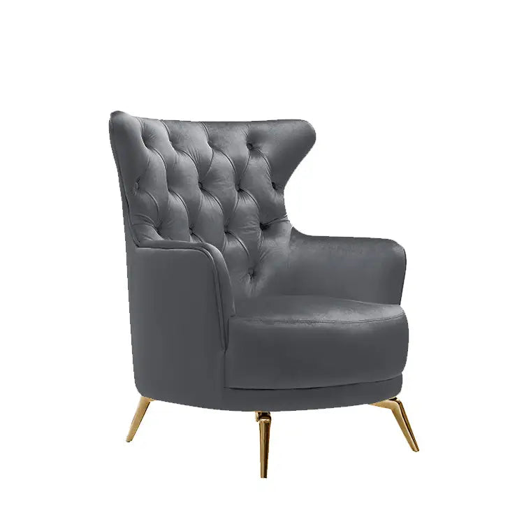 Grand Tufted Lounge - Dark Grey Velvet - Gold Legs - Furniture > Sofas