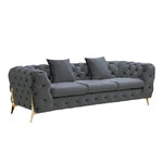 Grand Tufted Lounge - Dark Grey Velvet - Gold Legs - Furniture > Sofas