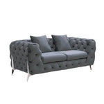 Grand Tufted Lounge - Dark Grey Velvet - Silver Legs - Furniture > Sofas