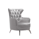 GRAND Tufted Velvet Light Grey Arm Chair - Furniture > Bar Stools & Chairs > Arm Chairs & Recliners