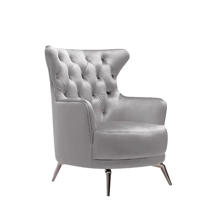 GRAND Tufted Velvet Light Grey Arm Chair - Furniture > Bar Stools & Chairs > Arm Chairs & Recliners