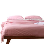 Gray And Pink Stitching Ultra-Soft Solid Color 4-Piece Bedding Set - Queen Size(Suitable for 2m bed) - Home & Garden >