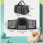 Gray Blue Foldable Portable Pet Carrier Bag - Large Capacity Travel Backpack for Cats and Small Dogs Expandable Car Pet