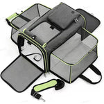 Gray Green Foldable Portable Pet Carrier Bag - Large Capacity Travel Backpack for Cats and Small Dogs Expandable Car