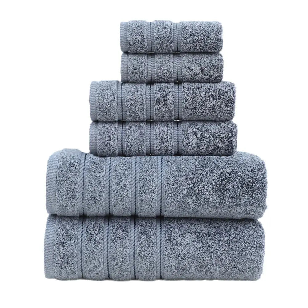 Gray Luxury Cotton Towel Set - 6-Piece Ultra-Soft Bath Hand and Washcloth Set - Home & Garden > Bathroom Accessories >