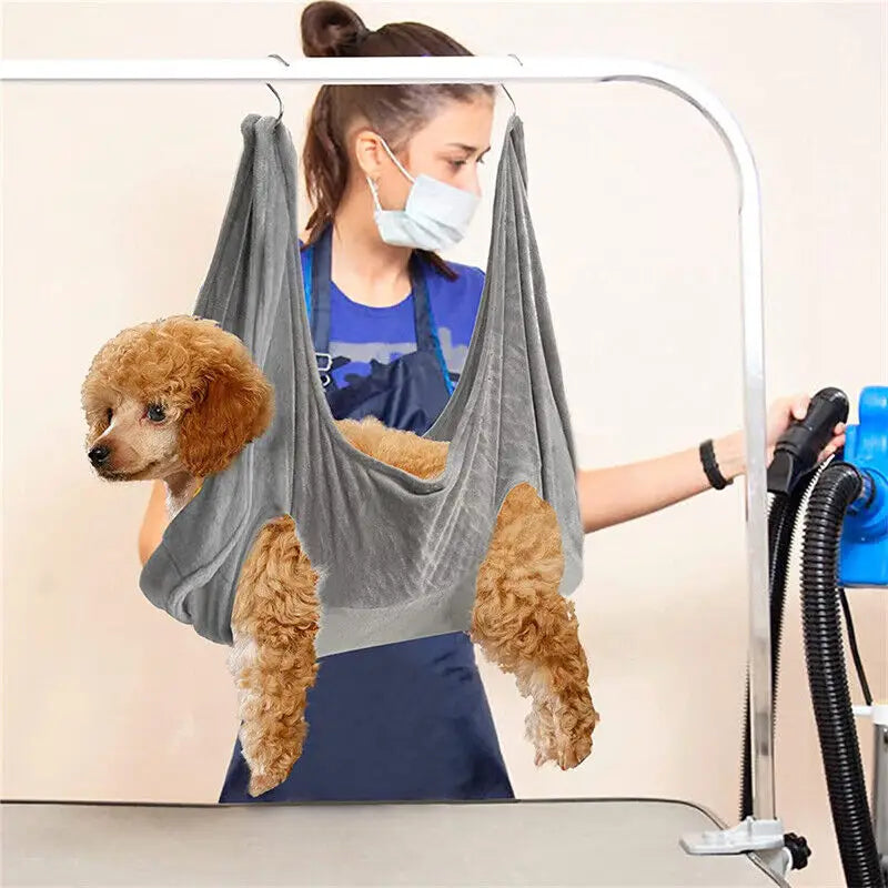 Gray Pet Dog Cat Grooming Bag Hammock Helper Restraint Bags for Bathing Trimming Nail L - Pet Care > Cat Supplies > Cat