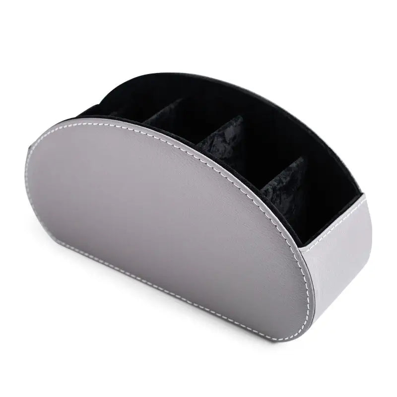 Gray Stylish Remote Control Storage Box - PU Leather Organizer with Compartments - Home & Garden > Decor > Vases &