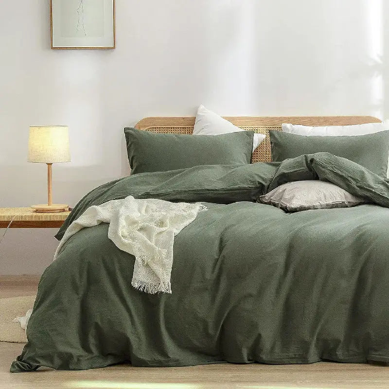 Green 1.8m (Duvet Cover 180*220cm) Luxurious Soft Brushed Microfiber 4-Piece Bedding Set - Pure Color Double Bed Duvet