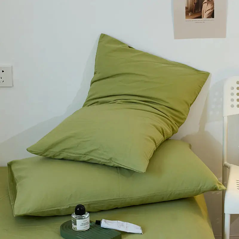Green 100% Cotton Pillowcase Set - Envelope Closure(without pillow core) - Home & Garden > Bedding > Pillowcases