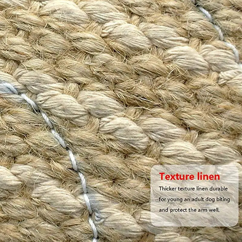 Green and Khaki Heavy Duty Jute Dog Bite Pillow - Professional Training Tug Toy with 3 Handles for Schutzhund K9