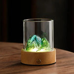 Green-blue LED Glass Night Light with Mountain Design USB Rechargeable - Home & Garden > Lighting > Night Lights &
