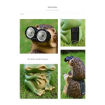 Green Charming Solar Powered Frog Figurine - Whimsical Garden Statue with LED Binocular Eyes - Home & Garden > Decor >