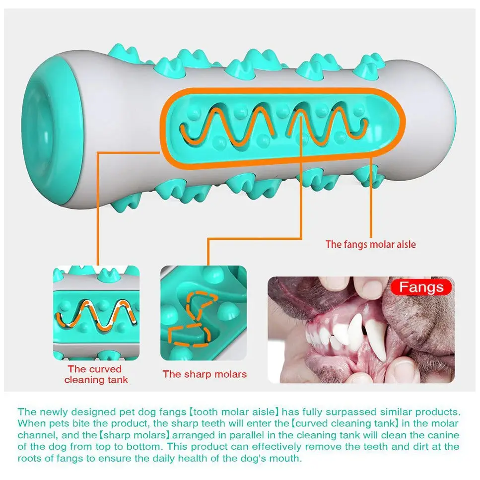 Green Dog Squeaky Toys For Aggressive Chewers Tough Toothbrush Dog Chew Toy Nearly Indestructible Rubber Toys For Pet