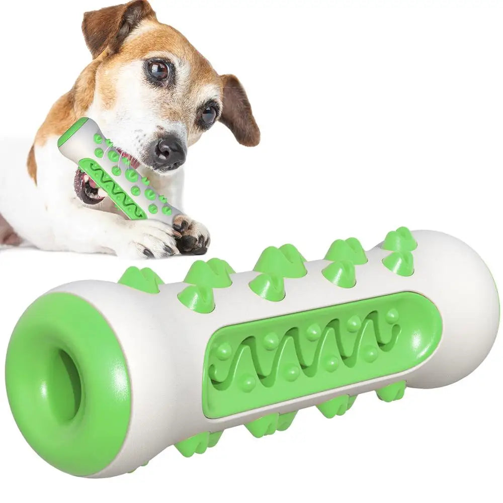 Green Dog Squeaky Toys For Aggressive Chewers Tough Toothbrush Dog Chew Toy Nearly Indestructible Rubber Toys For Pet