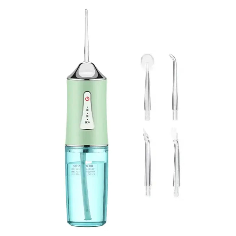 Green Electric Portable Water Flosser - Smart 4-Head Oral Irrigation Teeth Cleaner Pulse Cleaning for Home Use - Home &