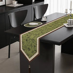 Green Elegant Green Botanical Table Runner with Tassels - 30x180cm - Furniture > Dining > Dining Set