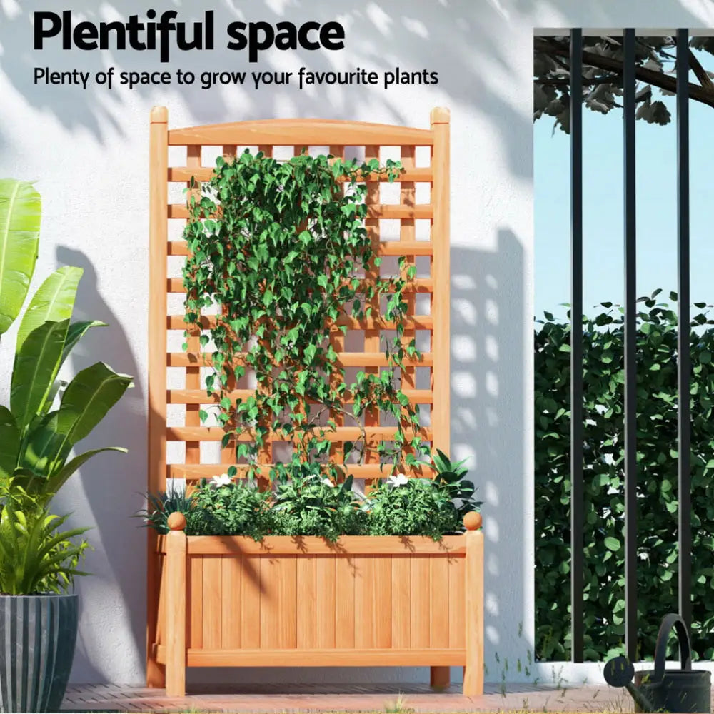 Green Fingers 2X Garden Bed Wooden 64x35x115cm Planter Raised Box Container Trellis - Home & Garden > Garden Beds >