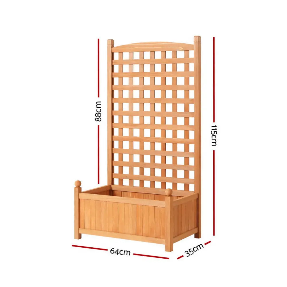Green Fingers 2X Garden Bed Wooden 64x35x115cm Planter Raised Box Container Trellis - Home & Garden > Garden Beds >