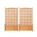 Green Fingers 2X Garden Bed Wooden 64x35x115cm Planter Raised Box Container Trellis - Home & Garden > Garden Beds >
