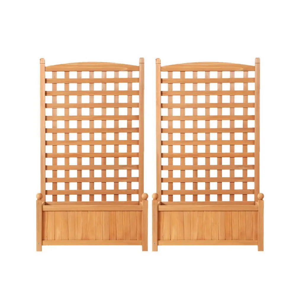 Green Fingers 2X Garden Bed Wooden 64x35x115cm Planter Raised Box Container Trellis - Home & Garden > Garden Beds >