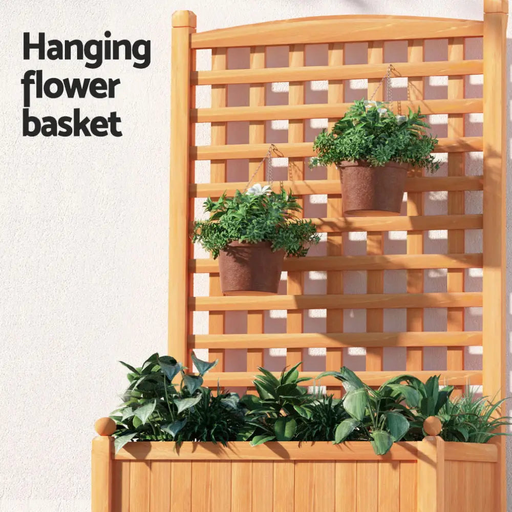 Green Fingers 2X Garden Bed Wooden 64x35x115cm Planter Raised Box Container Trellis - Home & Garden > Garden Beds >