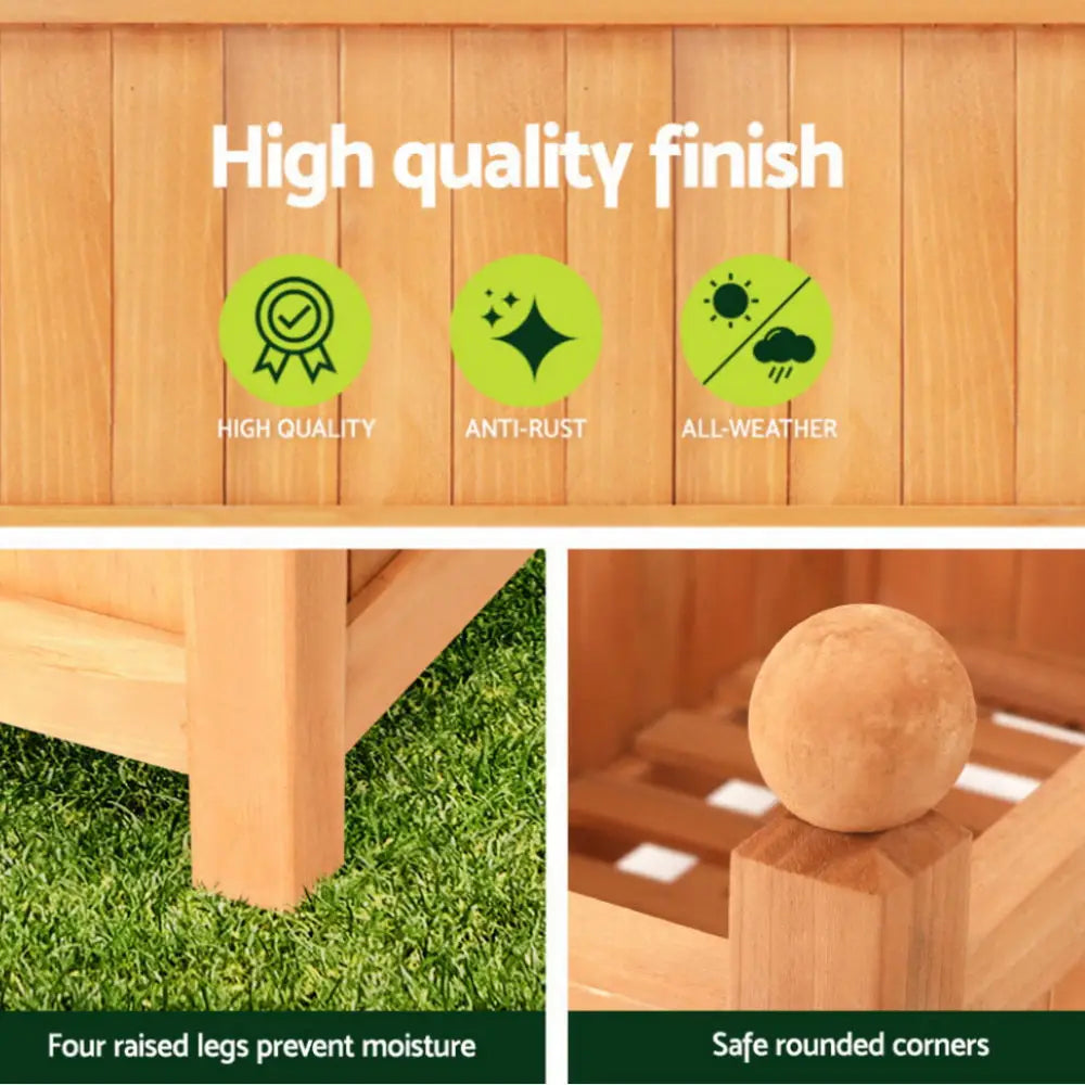 Green Fingers 2X Garden Bed Wooden 64x35x115cm Planter Raised Box Container Trellis - Home & Garden > Garden Beds >
