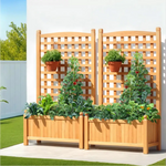 Green Fingers 2X Garden Bed Wooden 64x35x115cm Planter Raised Box Container Trellis - Home & Garden > Garden Beds >