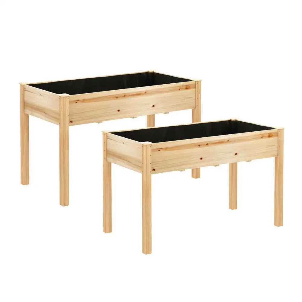 Green Fingers Raised Garden Bed 2x Elevated 120x60x80cm Wooden Planter Box Container - Home & Garden > Garden Beds >