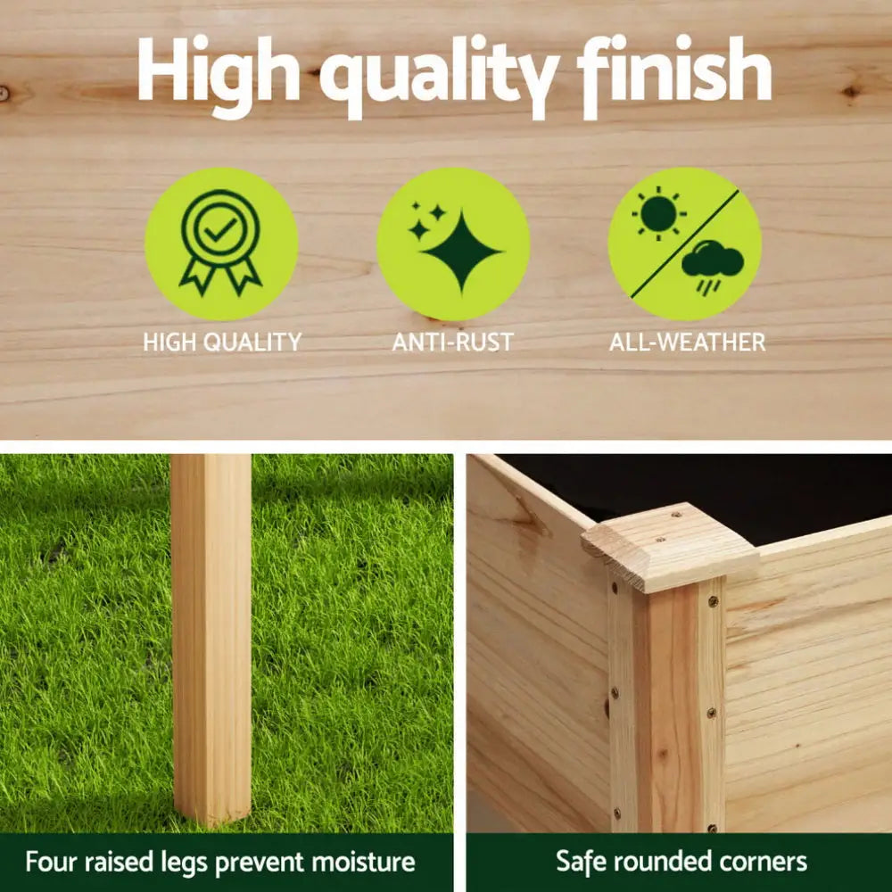 Green Fingers Raised Garden Bed 2x Elevated 120x60x80cm Wooden Planter Box Container - Home & Garden > Garden Beds >