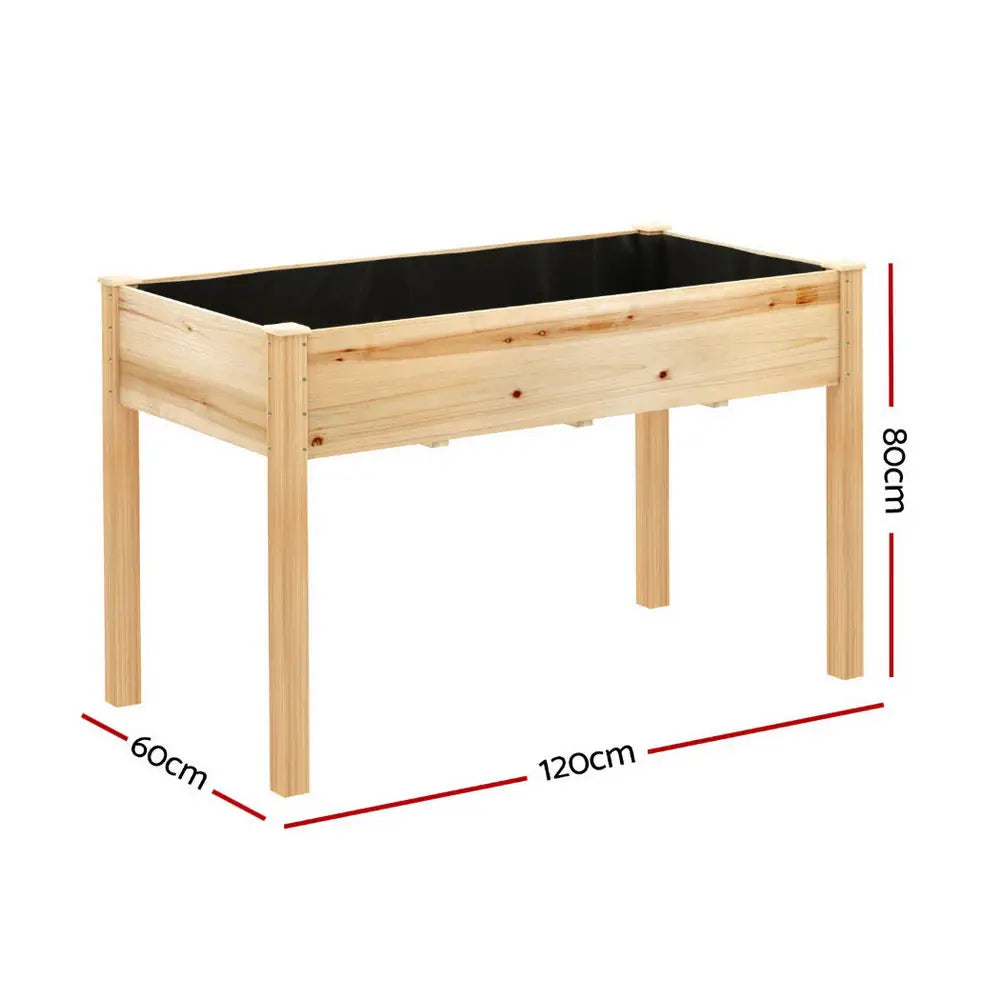 Green Fingers Raised Garden Bed 2x Elevated 120x60x80cm Wooden Planter Box Container - Home & Garden > Garden Beds >
