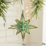 Green Glitter 3D Star Ornament with Gold Accents -Hanging Christmas Decoration 5 pieces - Occasions > Christmas >