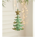 Green Glitter Christmas Tree Ornament with Gold Star Top - Hanging Festive Decoration 5 pieces - Occasions > Christmas