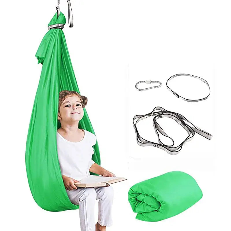 Green Kids’ Outdoor Hanging Swing Pod Chair - Comfortable & Durable Hammock for Play - Furniture > Outdoor > Outdoor