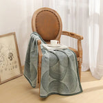 Green Luxurious Paisley Jacquard Throw Blanket - Soft Wool Blend with Tassels 120x150cm Lightweight Sofa & Nap Blanket