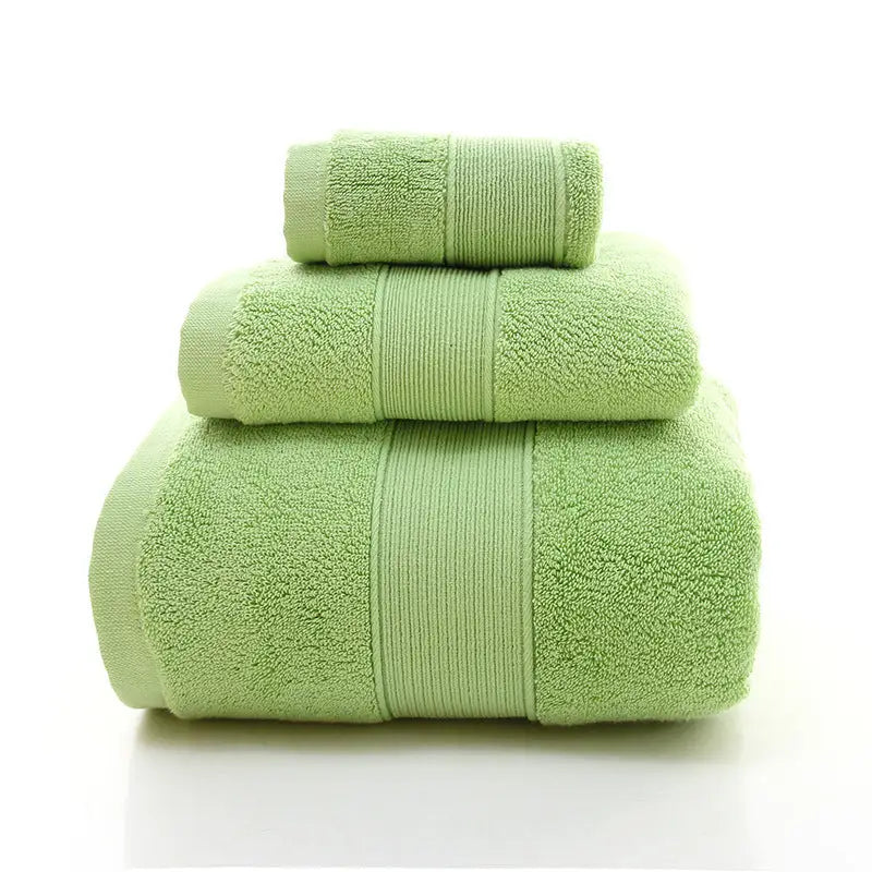 Green Luxury 100% Cotton Towel Set - 3-Piece Combed Cotton Bath Towel Set - Home & Garden > Bathroom Accessories > Bath