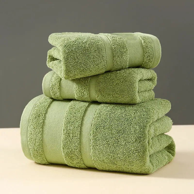 Green Luxury 3-Piece 100% Cotton Towel Set - Bath Hand & Face Towels - Home & Garden > Bathroom Accessories > Bath