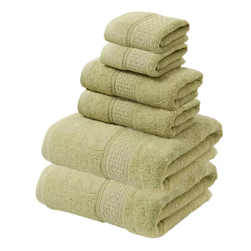 Green Luxury 6-Piece 100% Cotton Towel Set - 2 Bath Towels 2 Hand Towels 2 Face Towels - Home & Garden > Bathroom