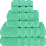 Green Luxury 6-Piece Combed Cotton Towel Bale Set - Ultra Soft & Absorbent Bath Hand Face Towels - Home & Garden >