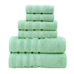 Green Luxury Cotton Towel Set - 6-Piece Ultra-Soft Bath Hand and Washcloth Set - Home & Garden > Bathroom Accessories >