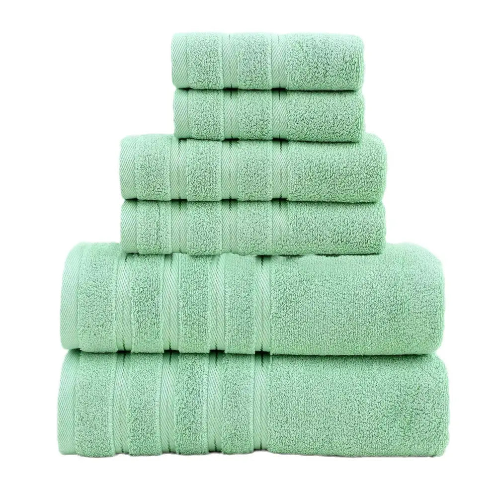 Green Luxury Cotton Towel Set - 6-Piece Ultra-Soft Bath Hand and Washcloth Set - Home & Garden > Bathroom Accessories >