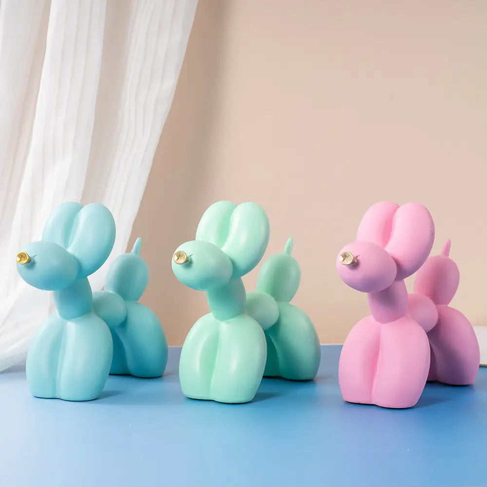Green Modern Resin Balloon Dog Sculpture - Playful Art Figurine with Golden Snout Accent - Home & Garden > Decor >
