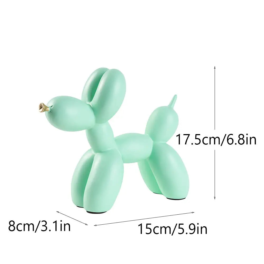 Green Modern Resin Balloon Dog Sculpture - Playful Art Figurine with Golden Snout Accent - Home & Garden > Decor >