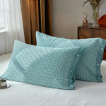 Green Prism Snap-On Cotton Gauze Pillowcase Set - Full Coverage Non-Slip Easy Closure (One pair without pillow core)