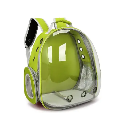 Green Red Pet Carrier Backpack with Transparent Window 33*18*42cm - Pet Care > Cat Supplies > Cat Carriers & Crates