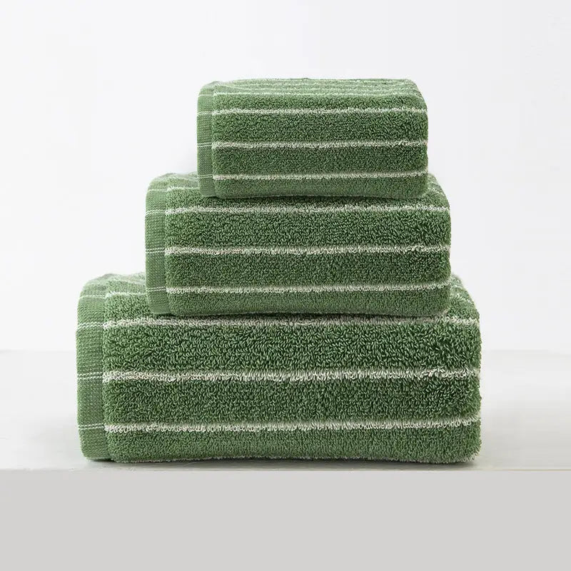 Green Soft and Absorbent Cotton Towel Set | 3-Piece Luxury Bath Towels - Ideal for Adults Face & Bath Towels - Home &