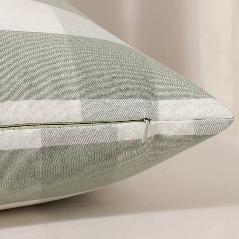 Green Solid Color Set of 2 Decorative Cushion Covers - 45x45cm Soft Polyester (Inserts Not Included) - Home & Garden >