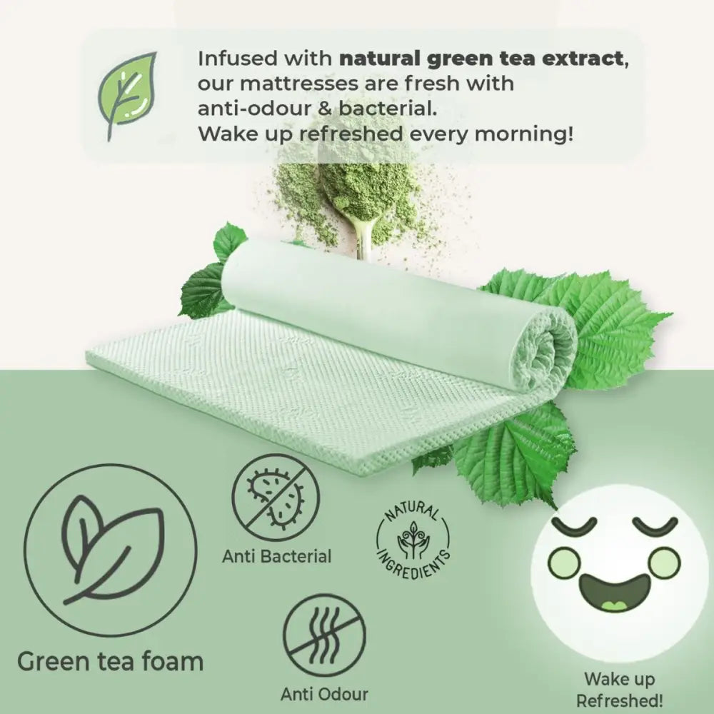 Green Tea Cool Gel Memory Foam Mattress 36cm 5 Zone Double - Furniture > Mattresses