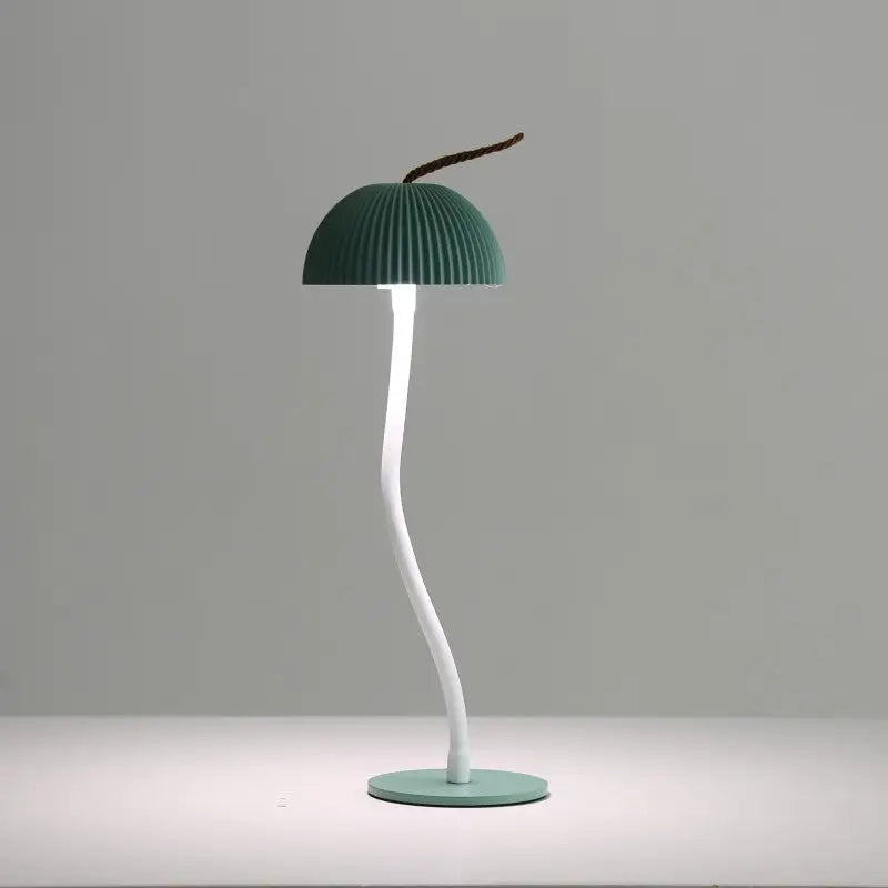 Green Three-dimensional stripes Sleek Minimalist LED Mushroom Table Lamp - Rechargeable 3-Color Touch Control Bar &