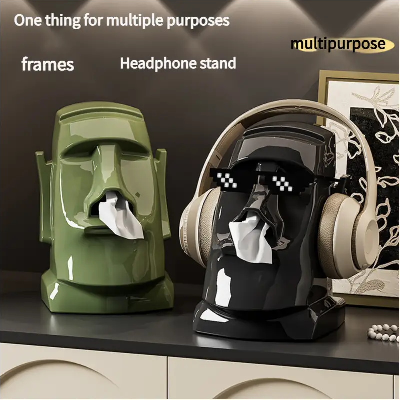 Green Versatile Desktop Headphone Stand & Tissue Box (23.5x17x14.5cm) - Home & Garden > Storage > Storage Boxes