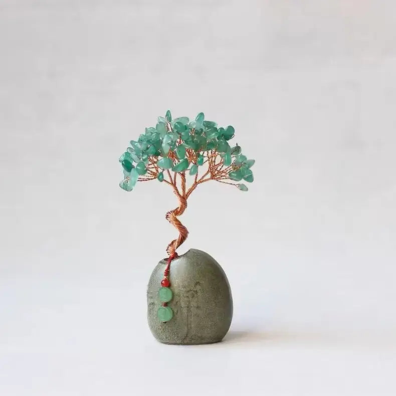 Green Vintage Crystal Money Tree Figurine for Home Decoration - Home & Garden > Decor > Vases & Table Decor